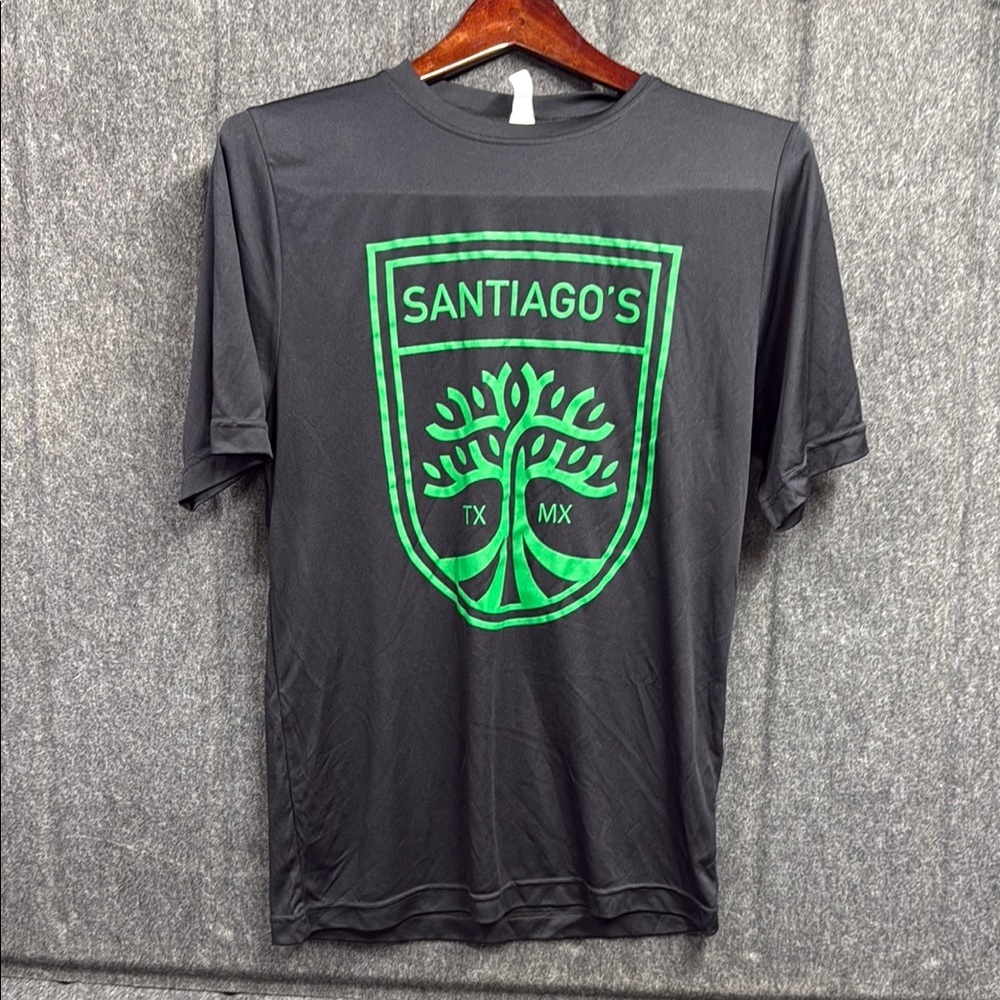 Black and Green Short Sleeve Tee with Shield Logo